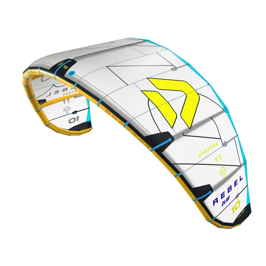Kite Duotone Rebel D/LAB 2025 vista frontal mostrando diseño de 5 costillas